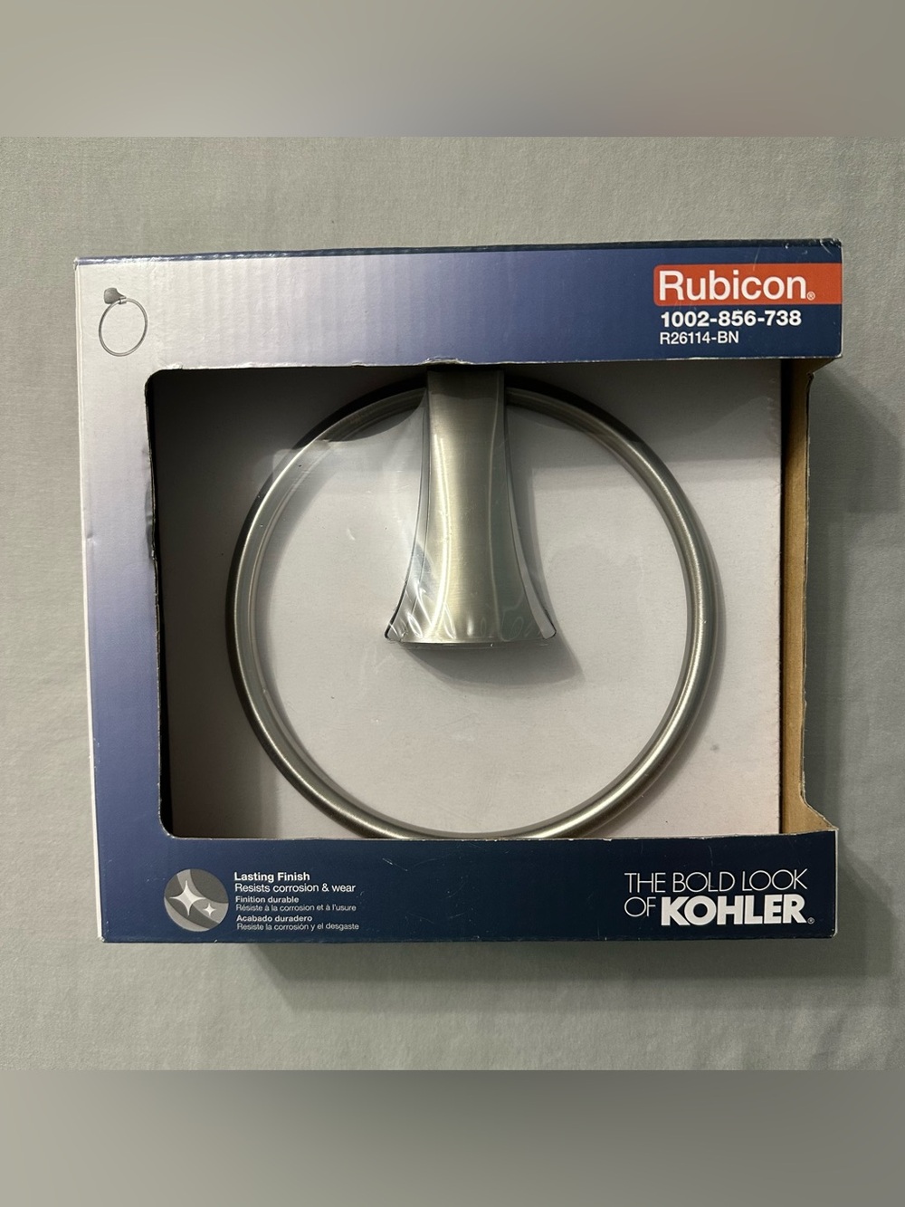 Kohler Rubicon Towel Ring Brushed Nickel R26114-BN New